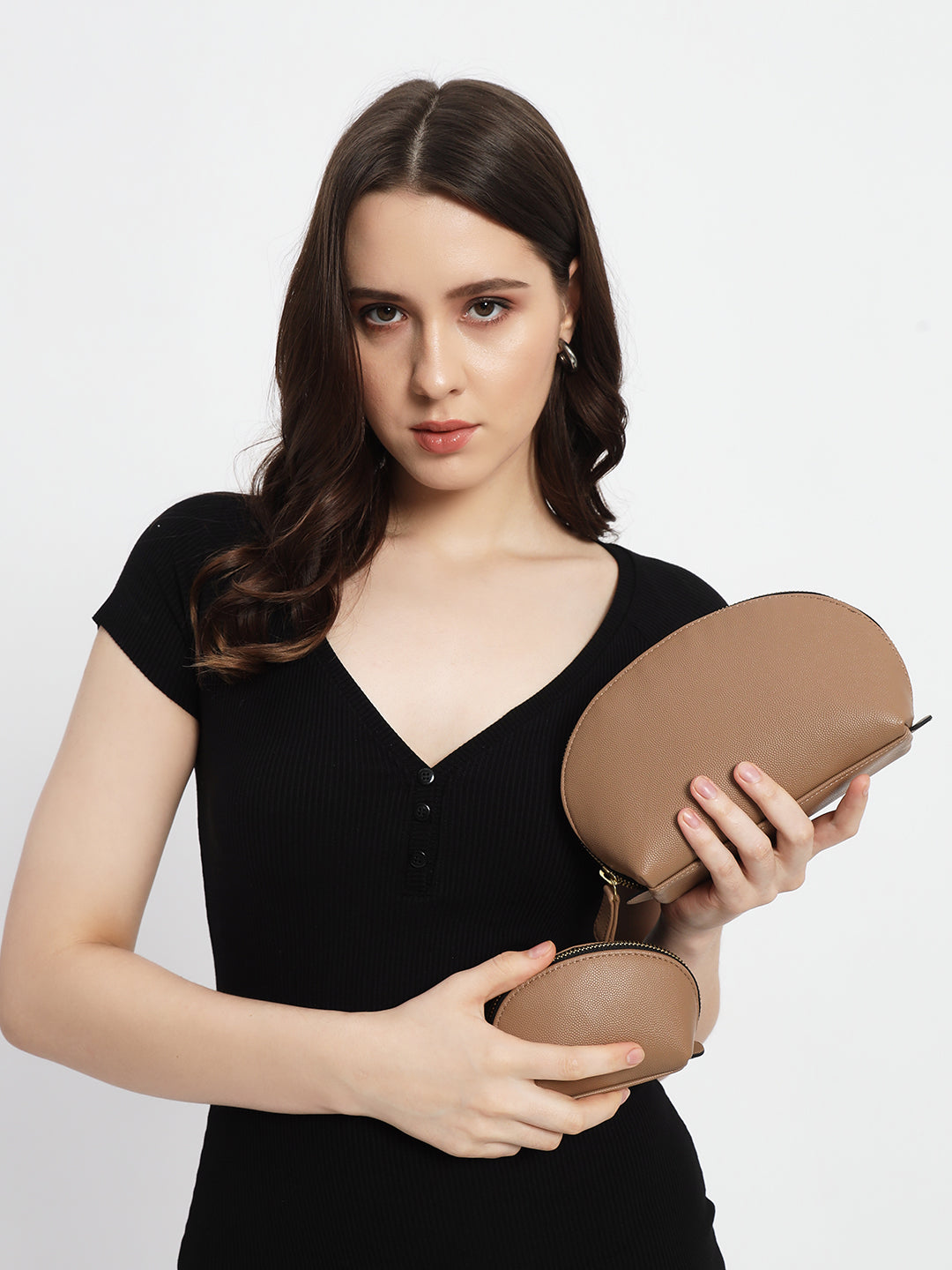Beyond+ Grained Tote with Zipper Beige + Cosmos Pouch Combo