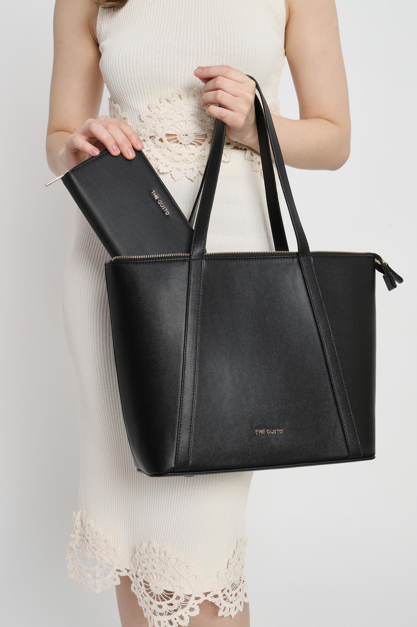 Aza Tote Black + Wallet Black