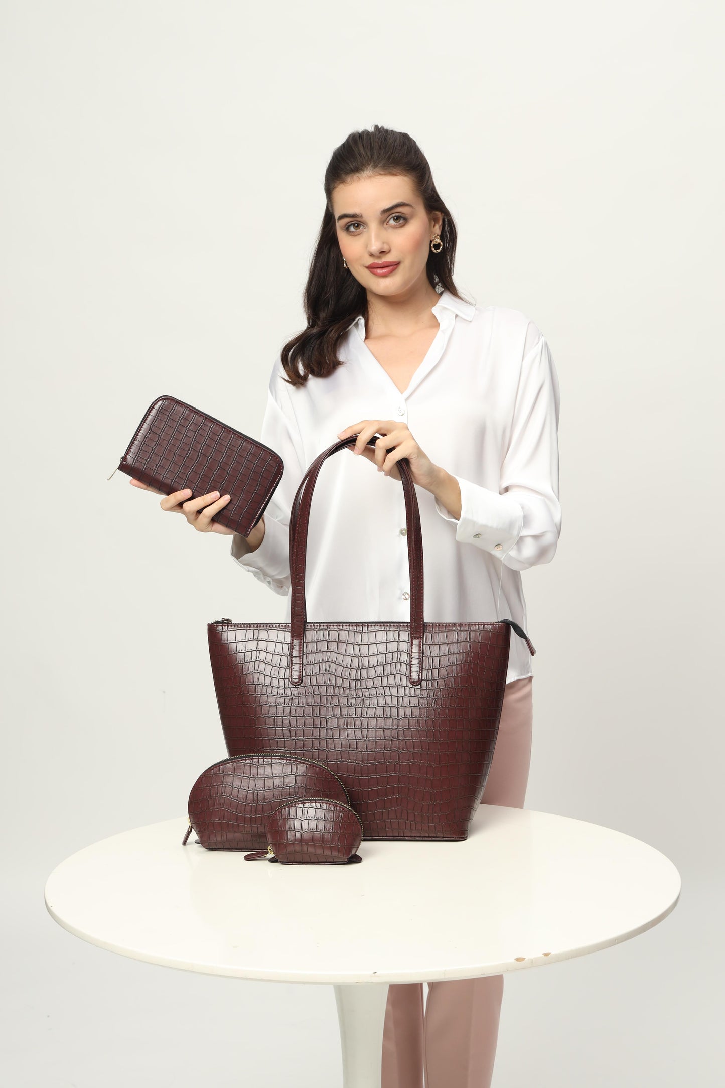 Colossal Tote + Wallet + Cosmos Pouch Combo Wine