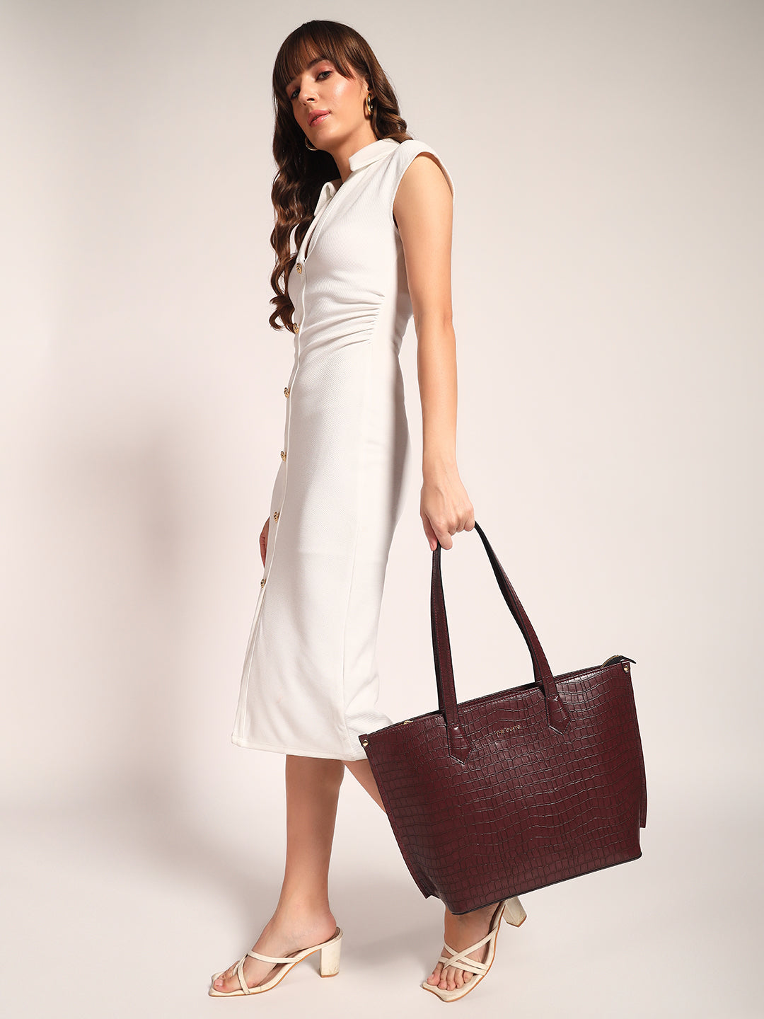 The Evoke Tote Croco Wine