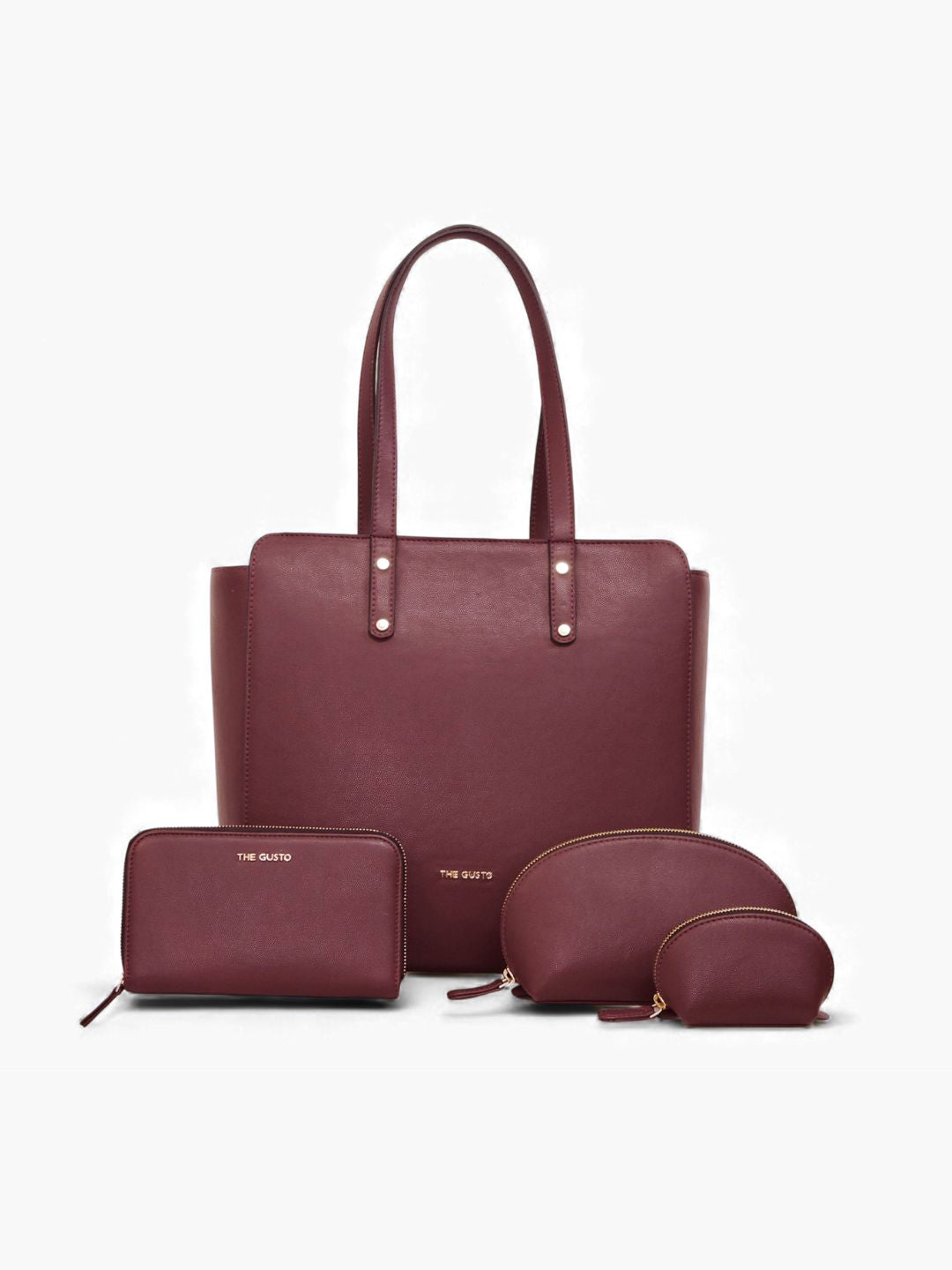 Beyond+ Tote with Zipper + Cosmos Pouch + Wallet Combo Wine Grained