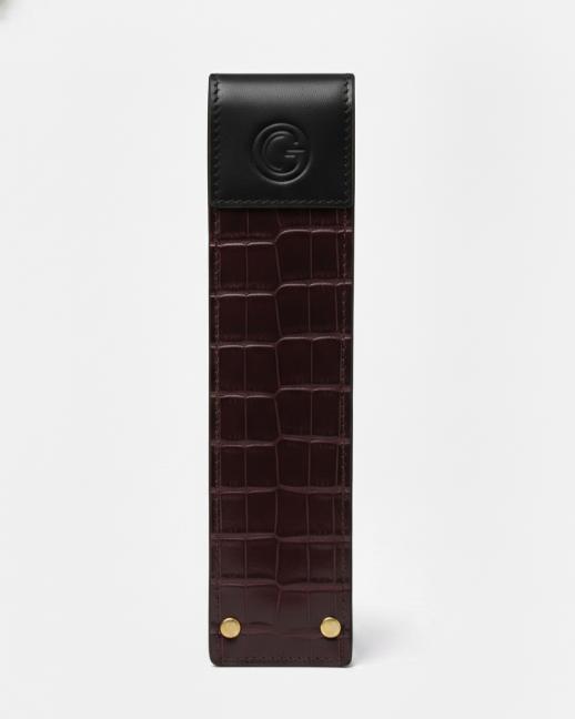 Riveted Stationery Case - Croco Wine