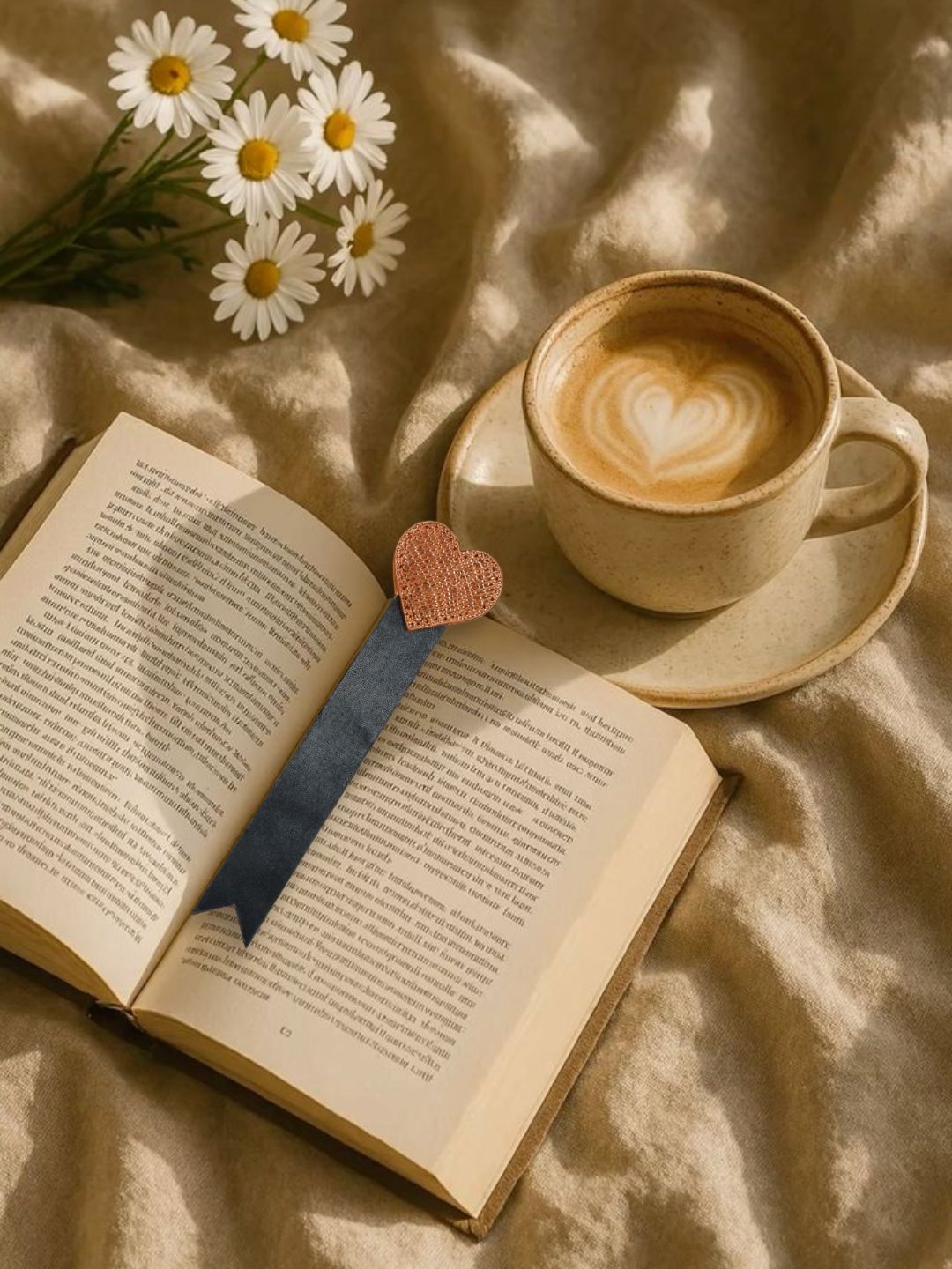 Valentine Heart Bookmark - Tan
