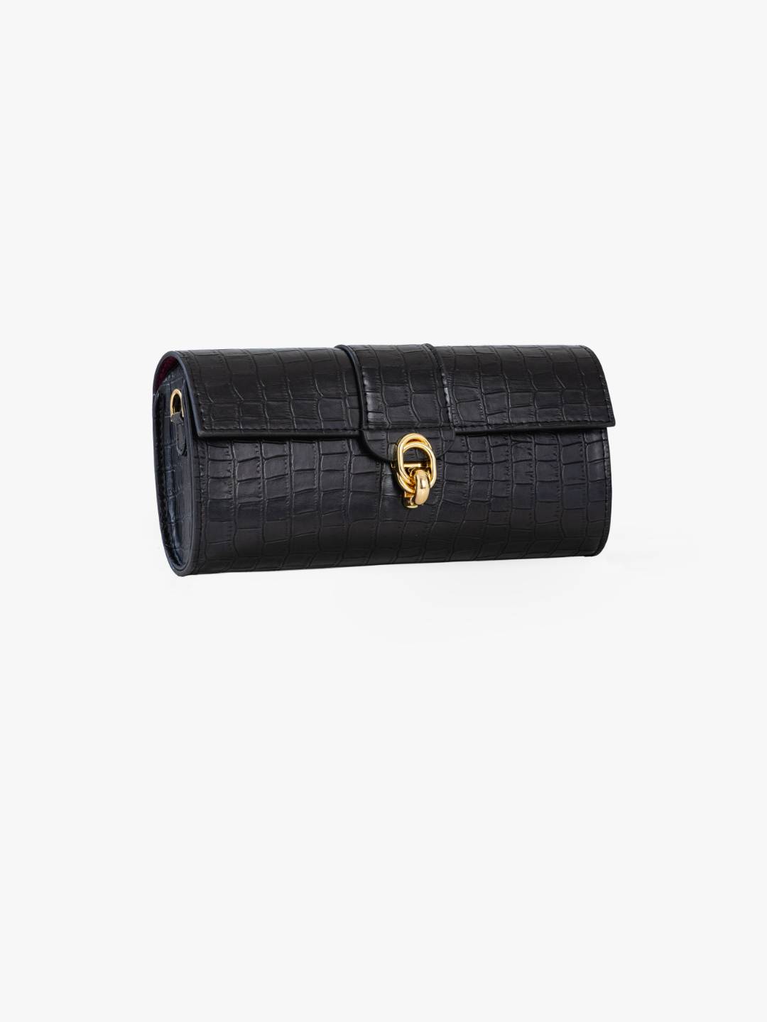 Barrel Clutch/Sling Croco Black