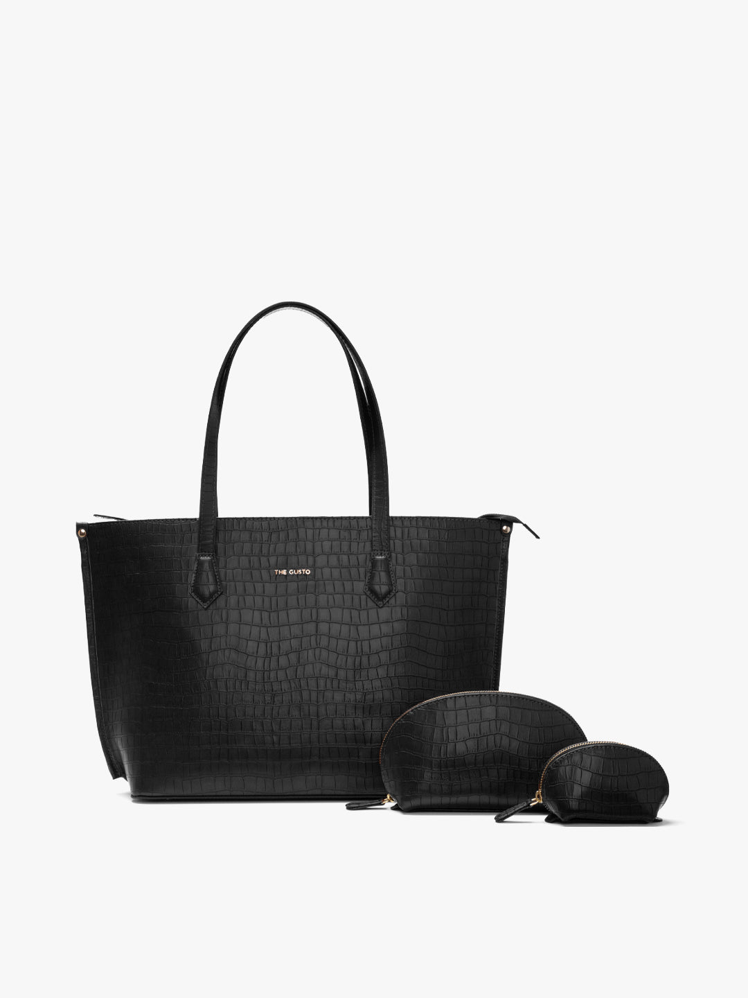 The Evoke Tote and Pouch Combo Croco Black