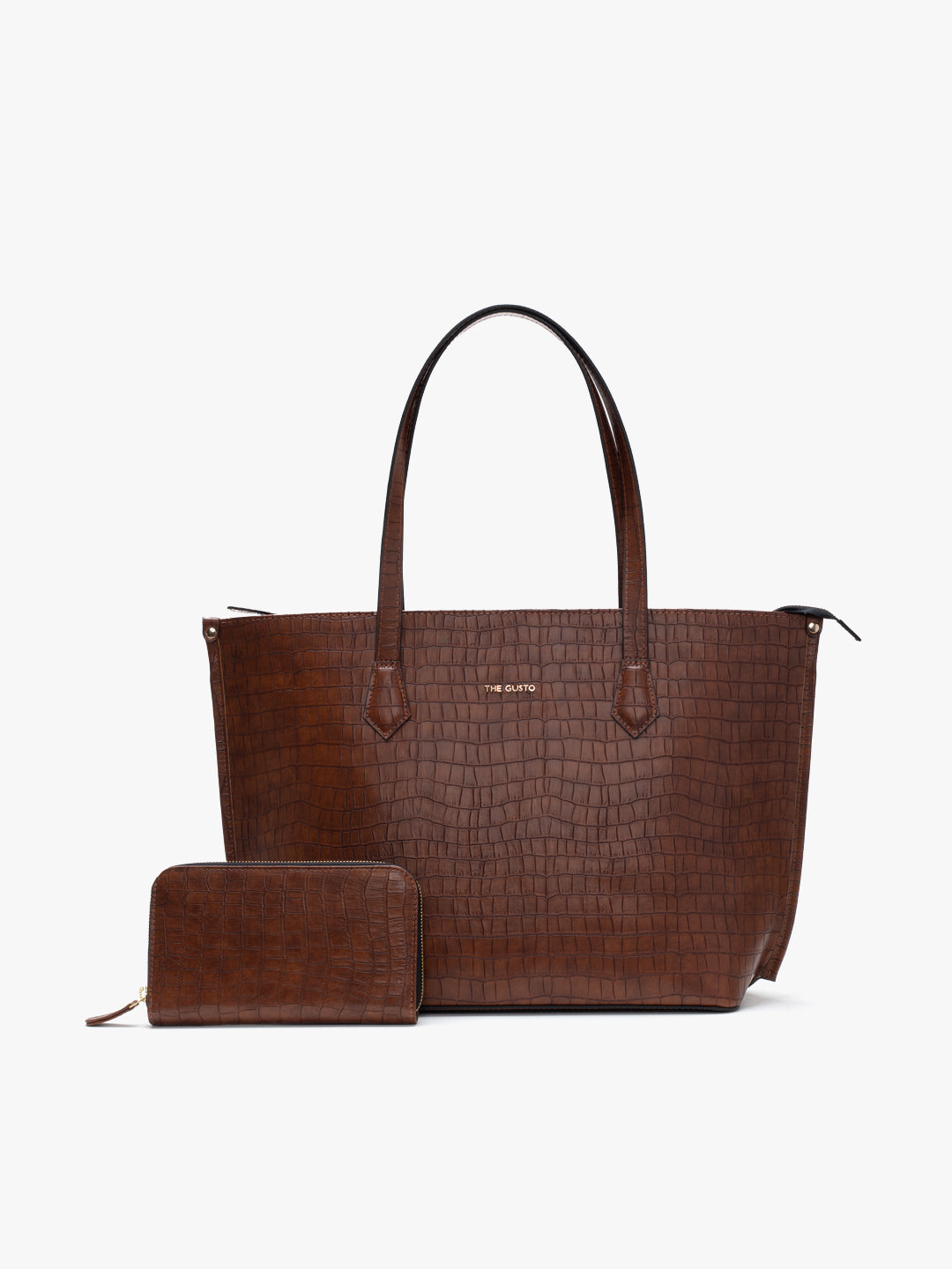 The Evoke Tote and Wallet Combo Croco Tan