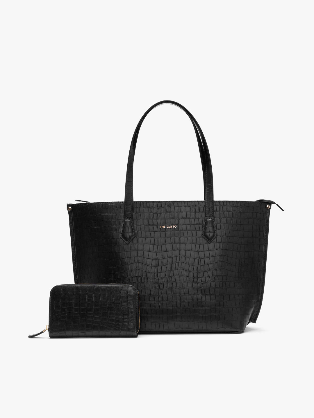 The Evoke Tote and Wallet Combo Croco Black