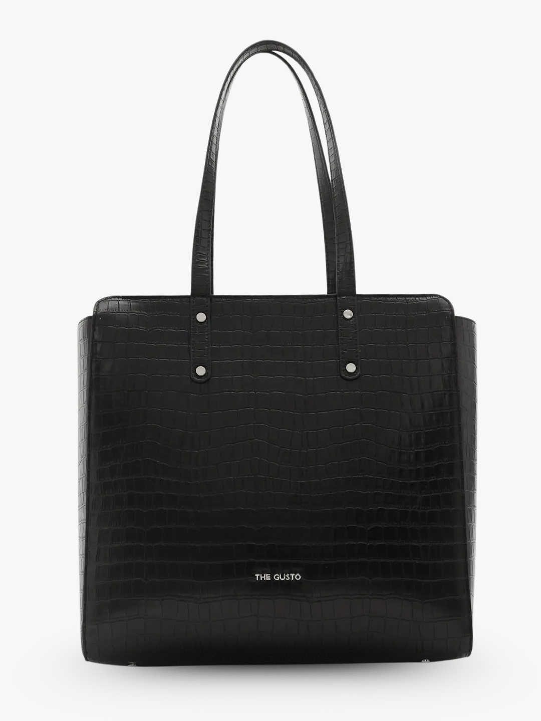 Beyond+ Croco Tote with Zipper Black