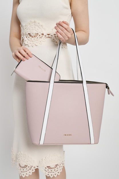 Aza Tote Pastel Pink + Wallet Pink (Grained)