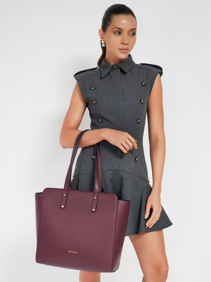 Beyond+ Tote with Zipper Wine (Grained Finish)