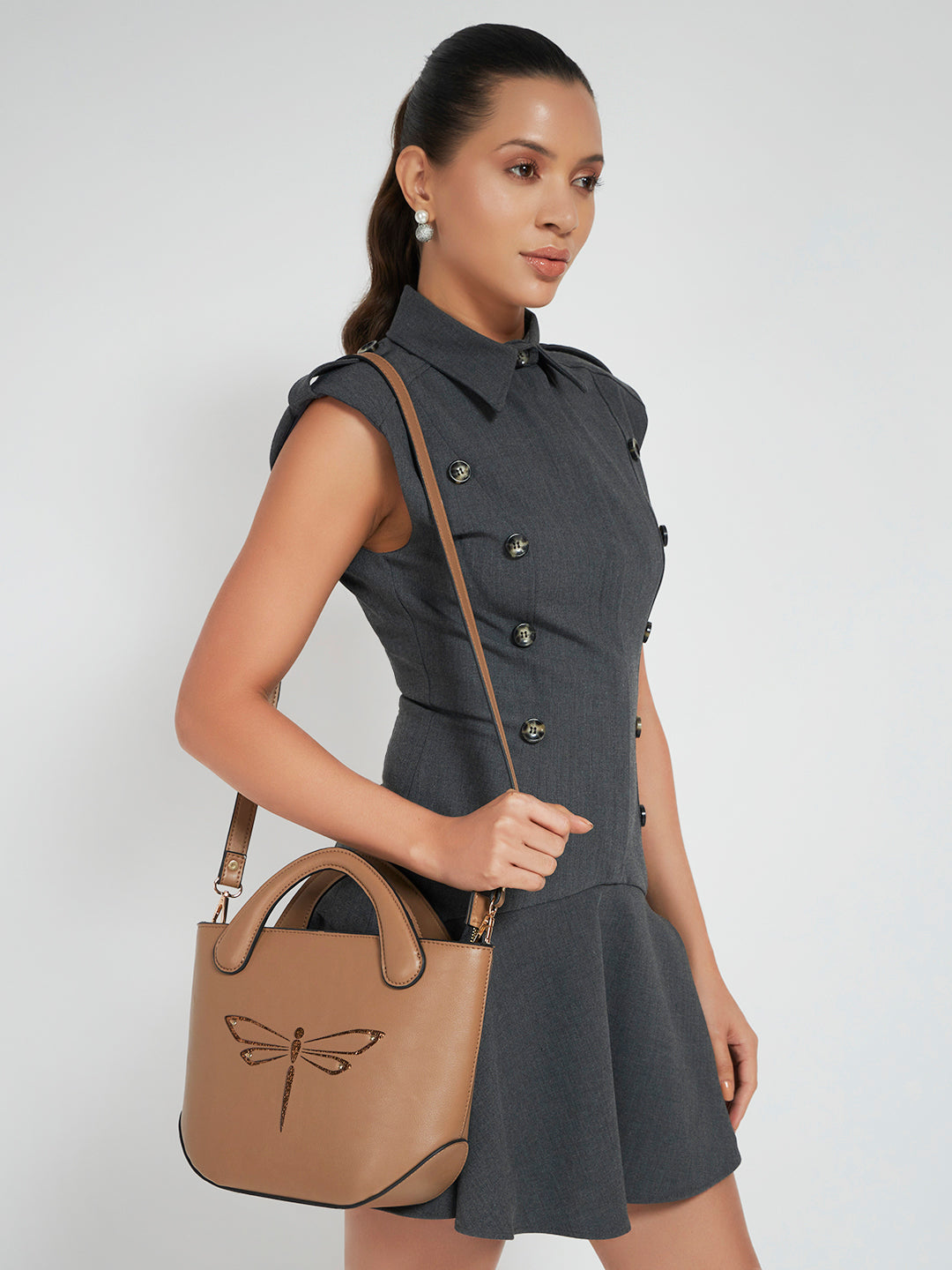 Playdate Dragonfly Mini Sling - Beige and Gold Shimmer