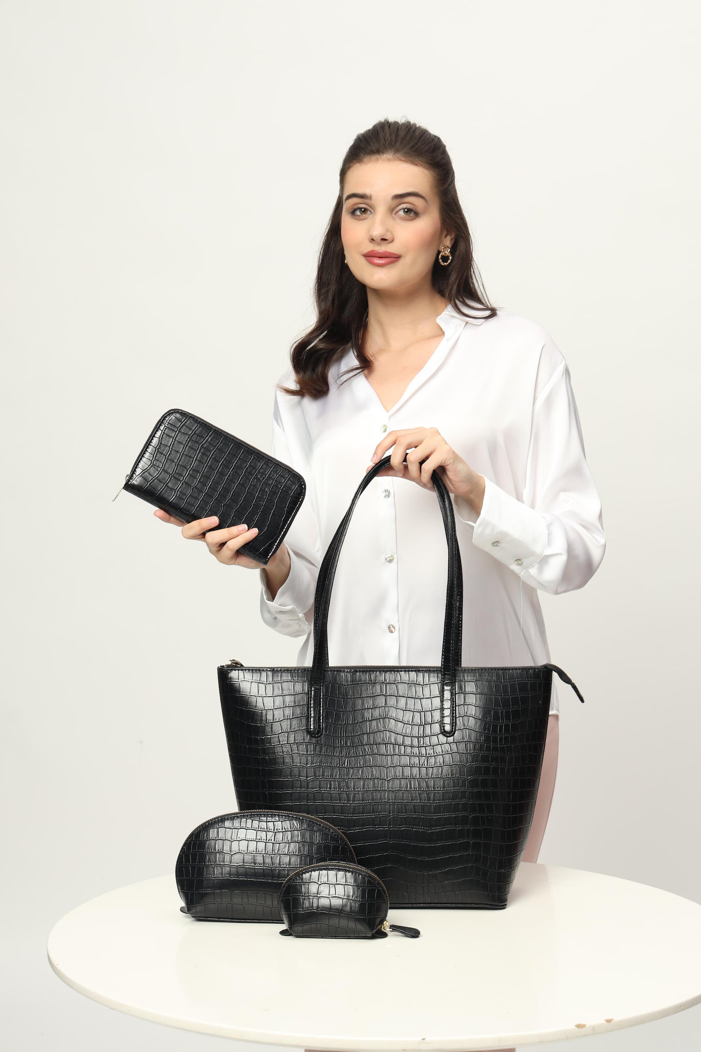 Colossal Tote + Wallet + Cosmos Pouch Combo Black