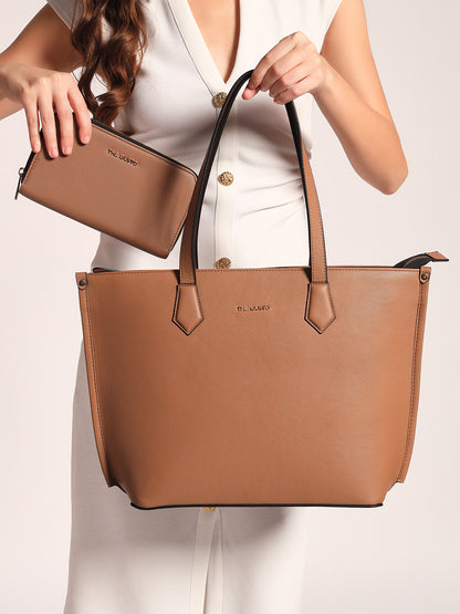 The Evoke Tote and Wallet Combo Tan