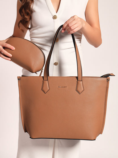 The Evoke Tote and Pouch Combo Beige