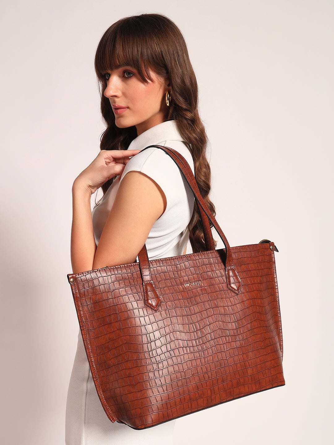 The Evoke Tote Croco Tan