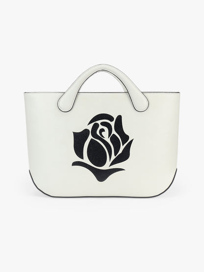 Playdate Rose Tote - White and Black Shimmer