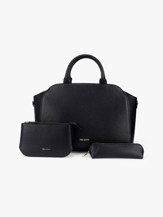 Denice Tote Combo with Utility Pouch and Pencil Pouch - Black