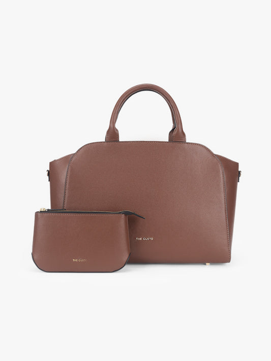 Denice Tote Combo with Utility Pouch - Coffee Brown