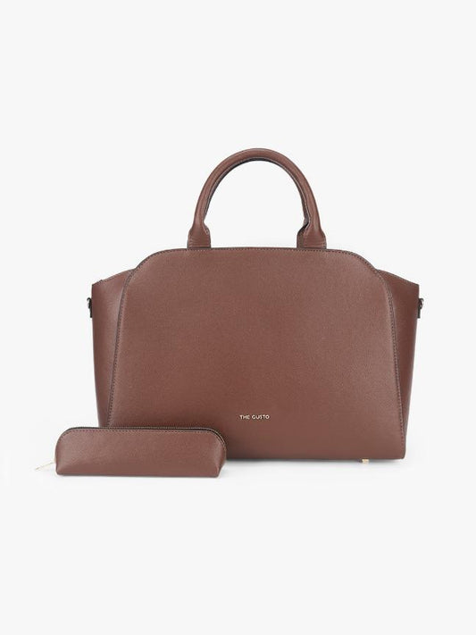 Denice Tote Combo with Pencil Pouch - Coffee Brown