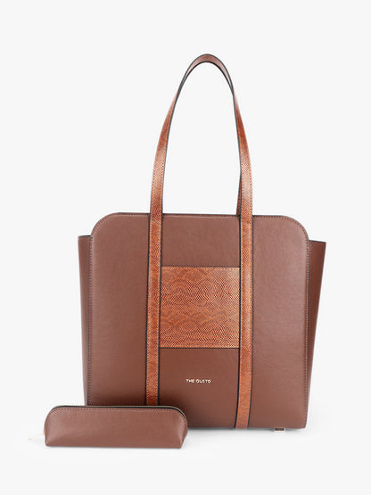 Nexus Tote Combo with Pencil Pouch - Tan