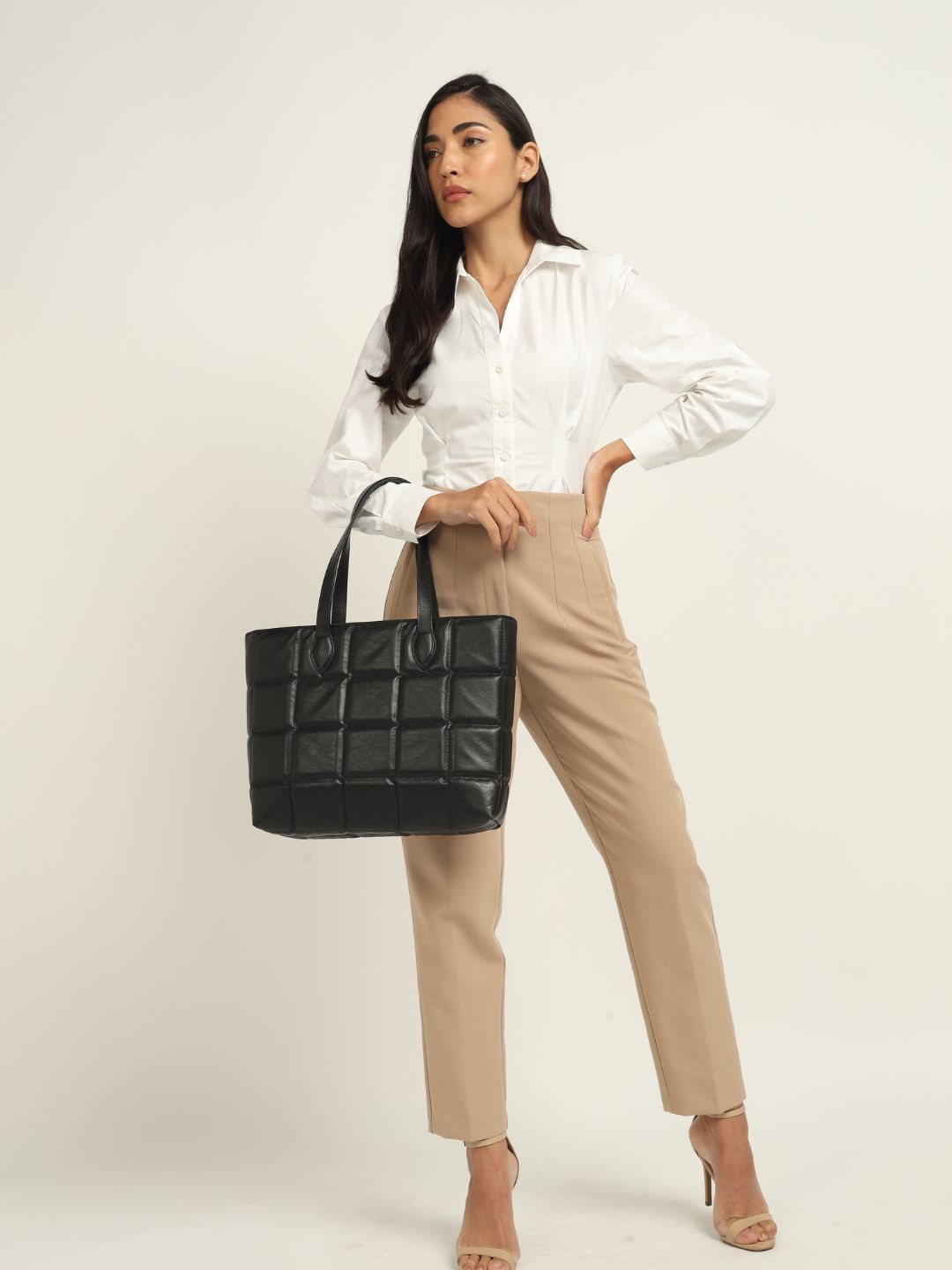 Amara Quilted Tote Black