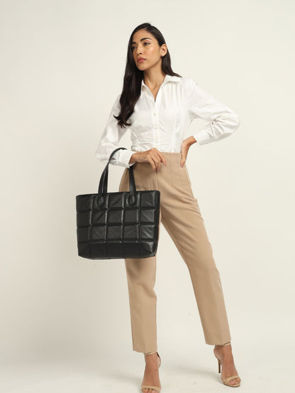 Amara Quilted Tote Black