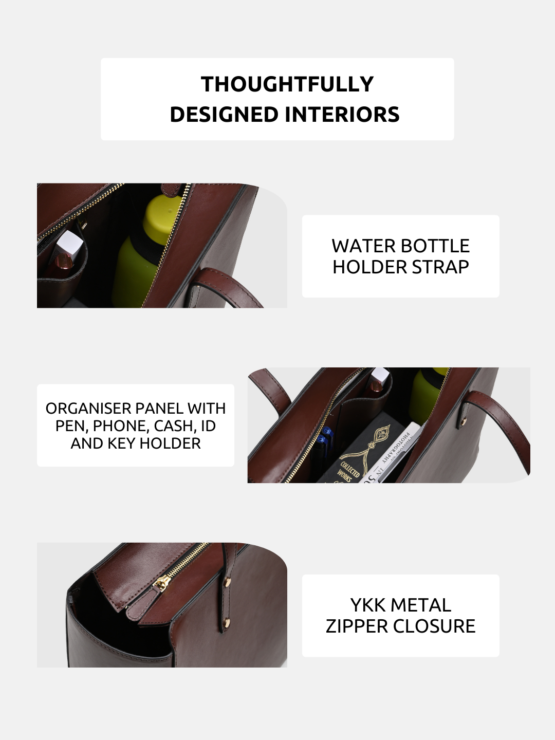 Beyond+ Tote with Zipper Coffee Brown