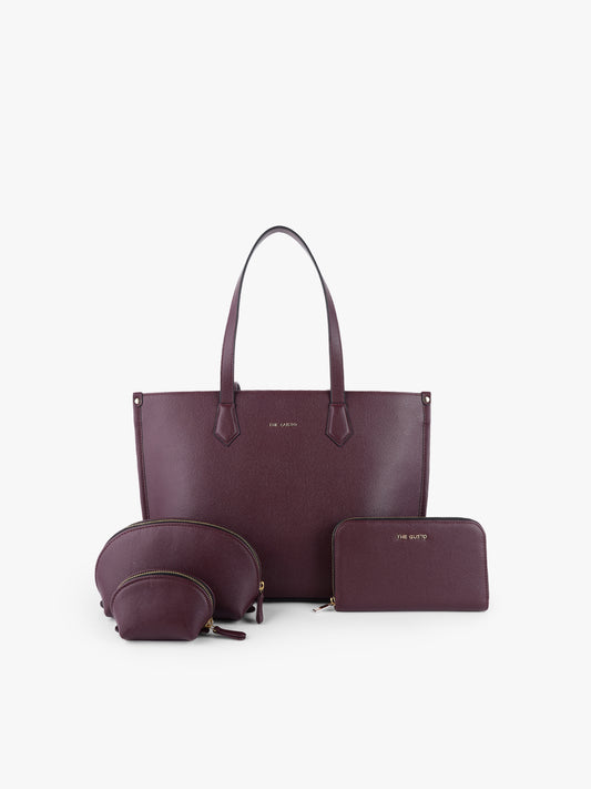 The Evoke Tote + Wallet + Cosmos Pouch Combo Wine