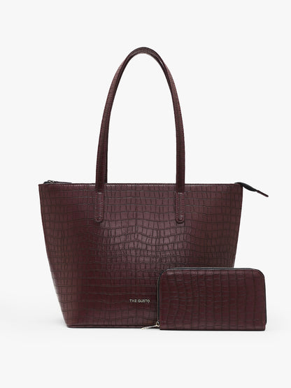 Colossal Tote and Wallet Combo Wine