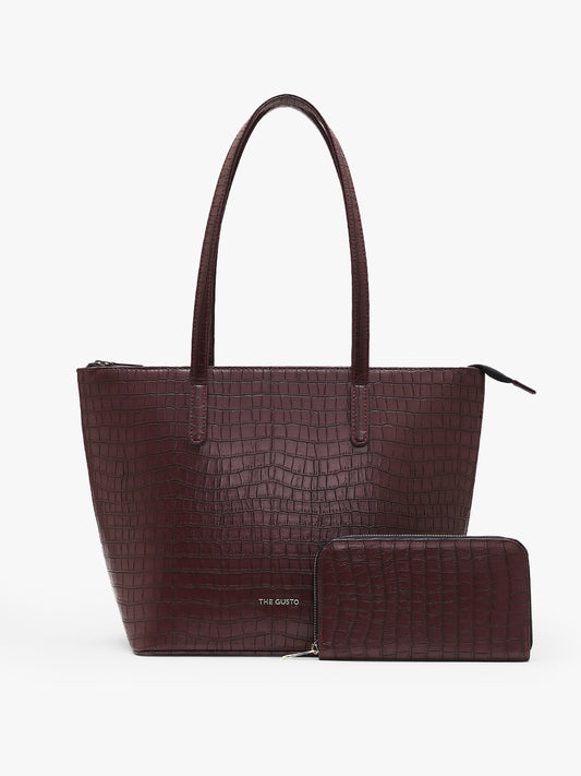 Colossal Tote and Wallet Combo Wine