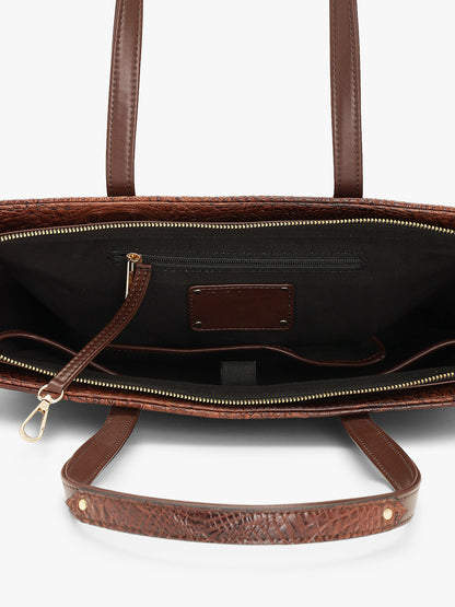 Estelle Croco Tote Bag - Coffee Brown + Wallet Combo