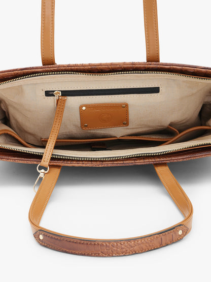 Estelle Croco Tote Bag - Tan