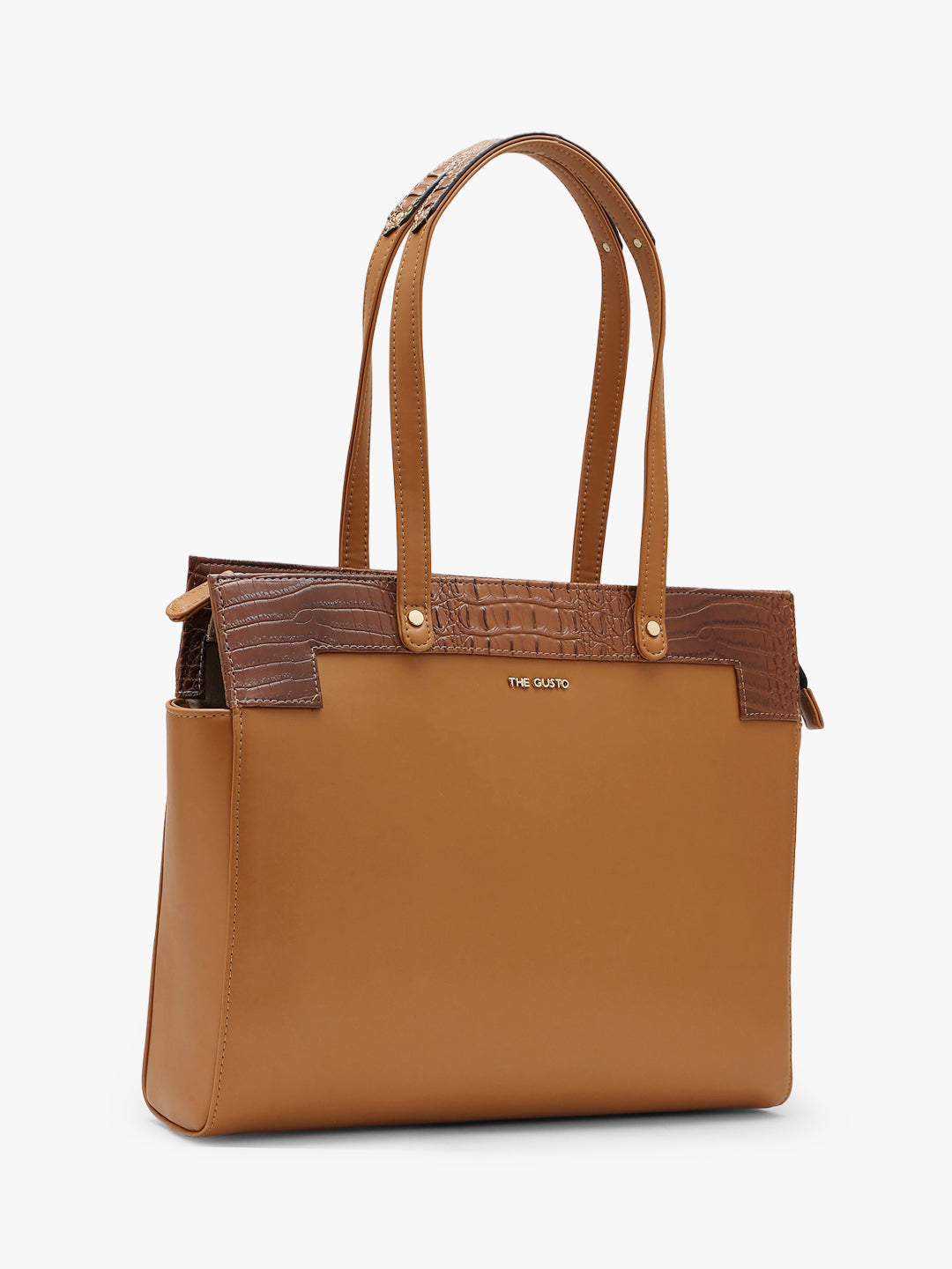 Estelle Croco Tote Bag - Tan