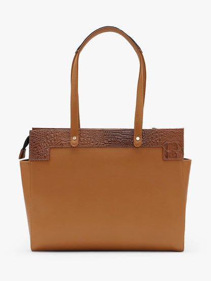 Estelle Croco Tote Bag - Tan