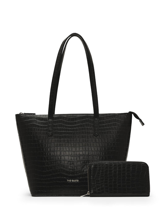 Colossal Tote and Wallet Combo Black