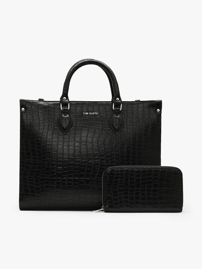 Celeste Tote and Wallet Combo Black