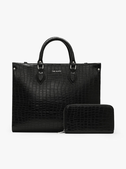 Celeste Tote and Wallet Combo Black