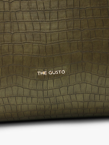 Beyond+ Croco Tote with Zipper Pine Green + Wallet Combo