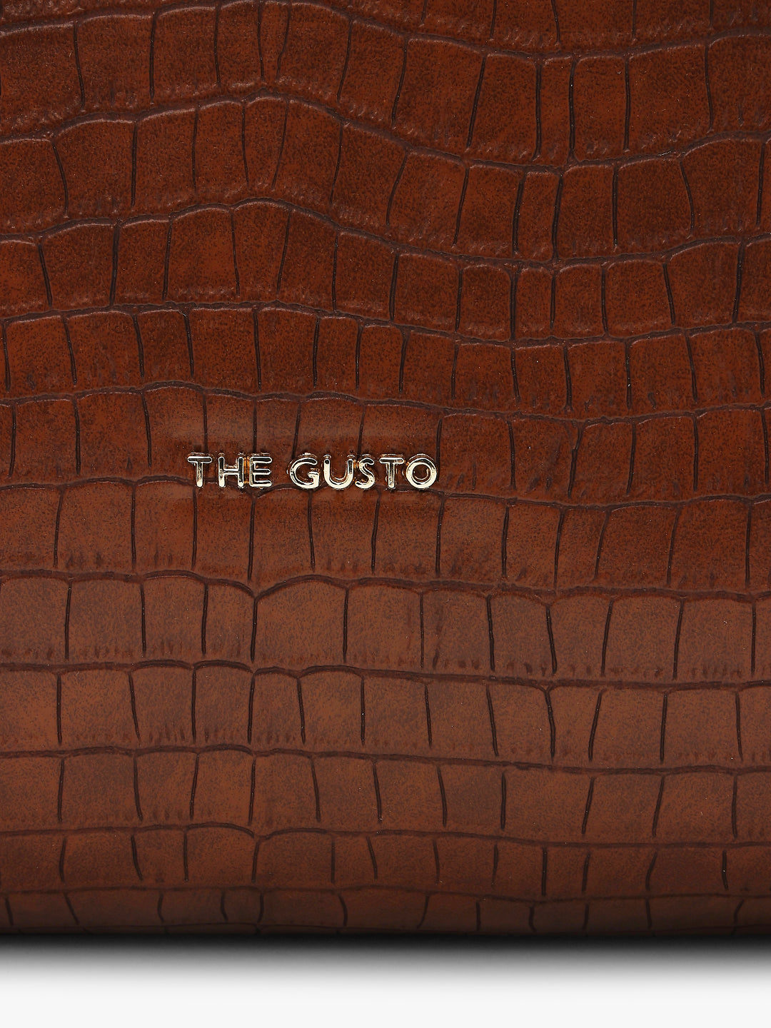 Beyond+ Croco Tote with Zipper Tan
