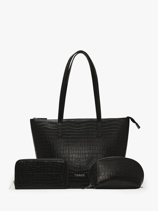 Colossal Tote + Wallet + Cosmos Pouch Combo Black