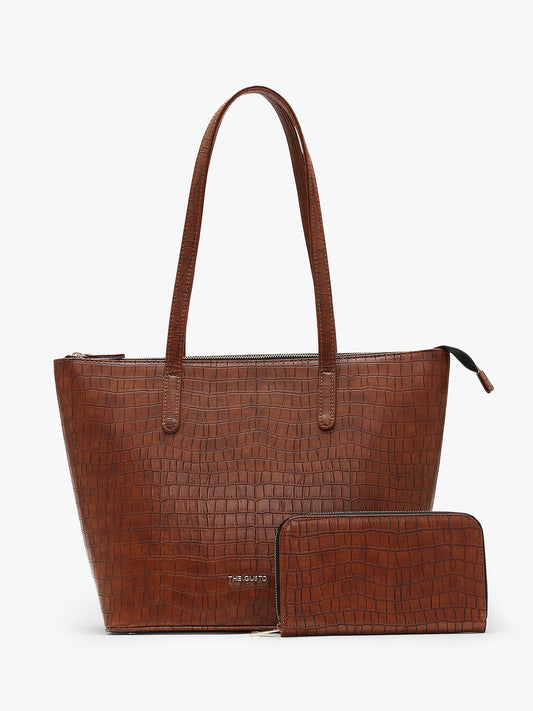 Colossal Tote and Wallet Combo Tan