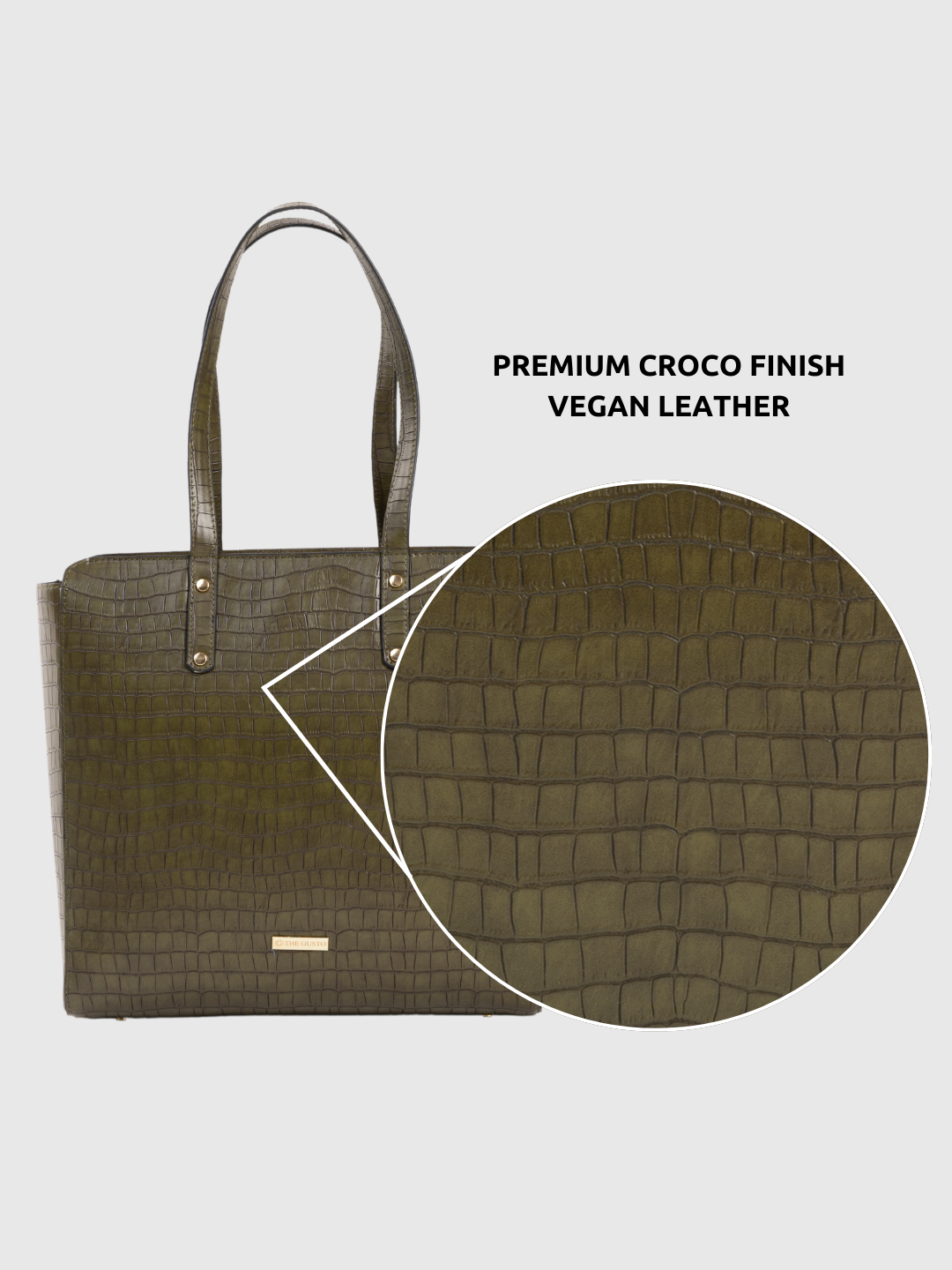 Beyond+ Croco Tote with Zipper Pine Green