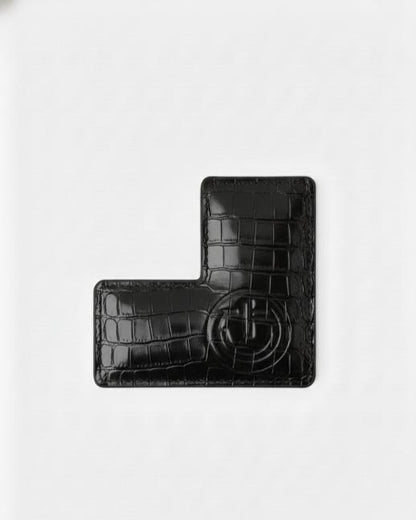 Square Corner Bookmark - Croco Black
