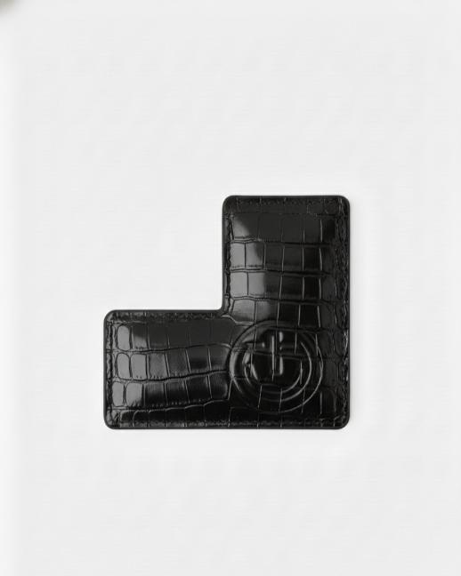 Square Corner Bookmark - Croco Black