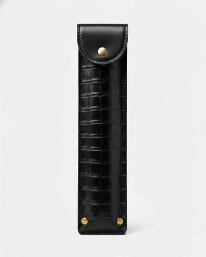 Riveted Stationery Case - Croco Black