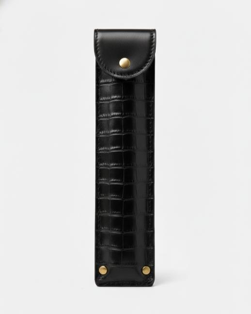 Riveted Stationery Case - Croco Black