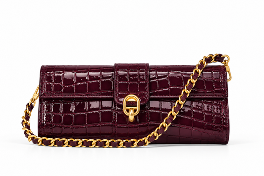 Barrel Clutch/Sling Croco Wine