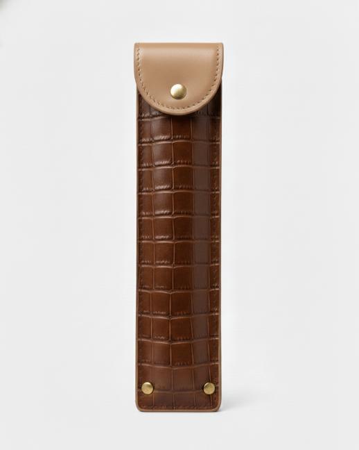Riveted Stationery Case - Croco Tan