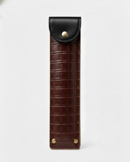 Riveted Stationery Case - Croco Wine