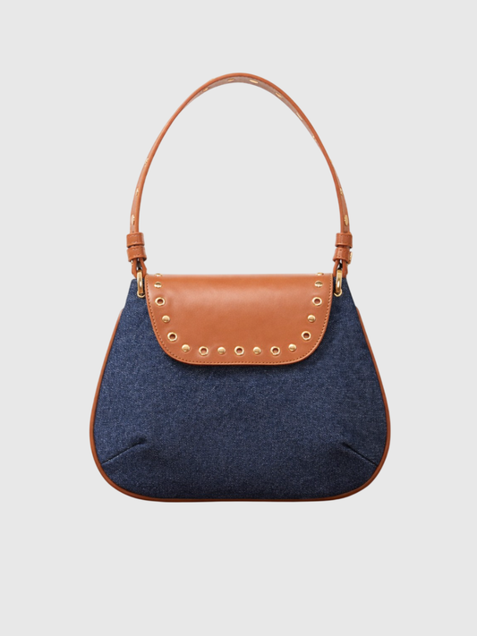 Dew Shoulder Bag - Dark Denim and Tan